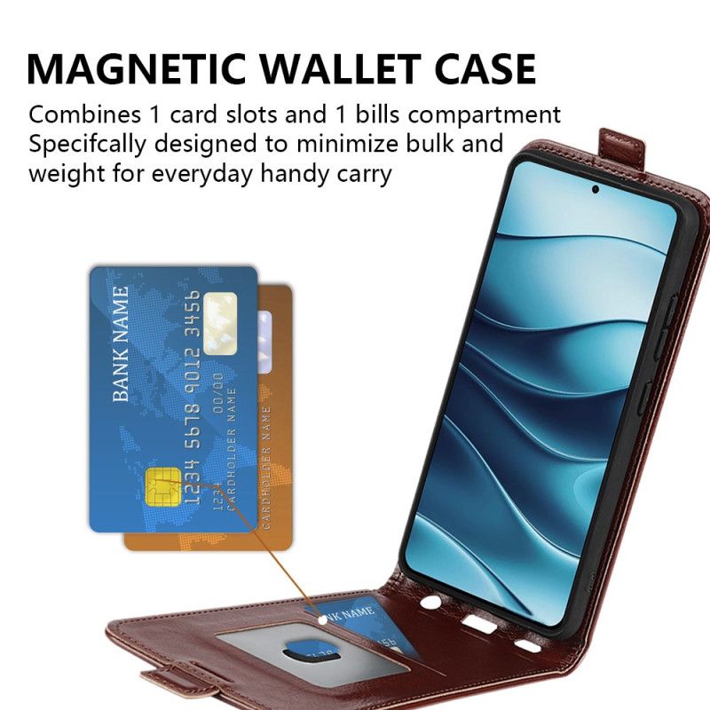 Läderfodral Xiaomi Redmi Note 14 5g Telefonfodral Vertikal Flik Och Kortfack