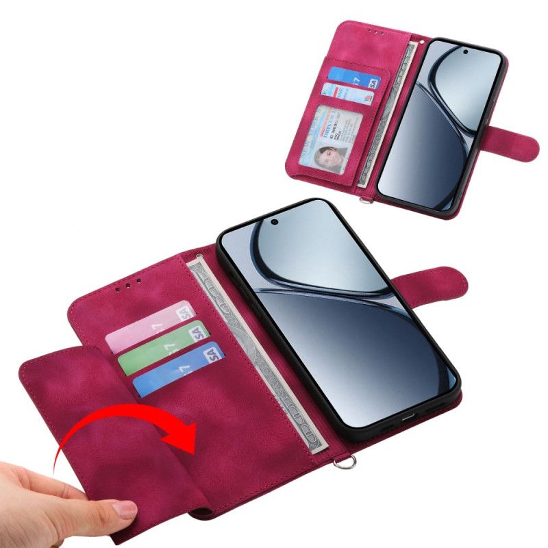 Läderfodral Oppo Reno 13f 4g / 5g / 13 Fs 5g Telefonfodral Mocka Med Spetseffekt Med Rem Och Axelrem