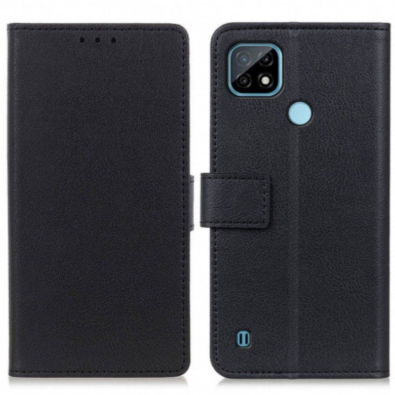 Folio-fodral Realme C21 Enkel Glänsande Lädereffekt