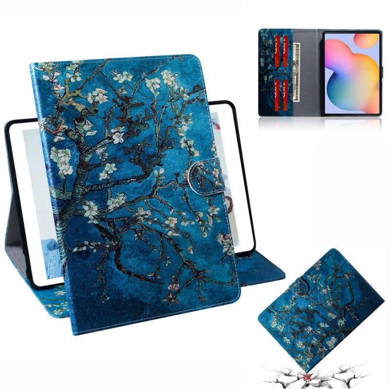 Läderfodral Samsung Galaxy Tab S6 Lite Mobilskal Blommande Grenar