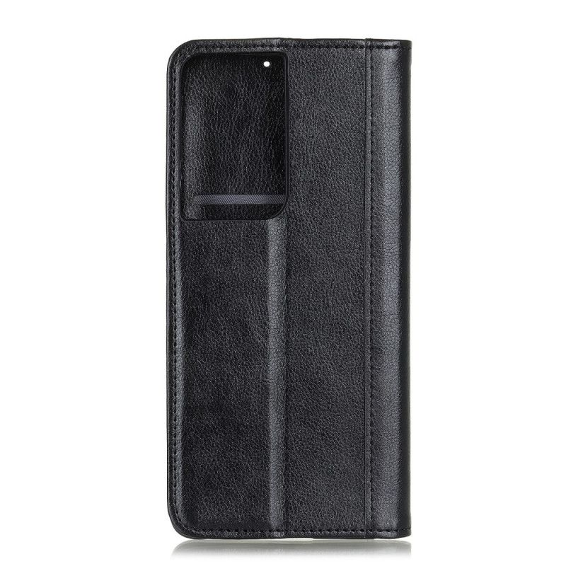 Folio-fodral Samsung Galaxy S21 Ultra 5G Svart Elegant Splitlitchelläder