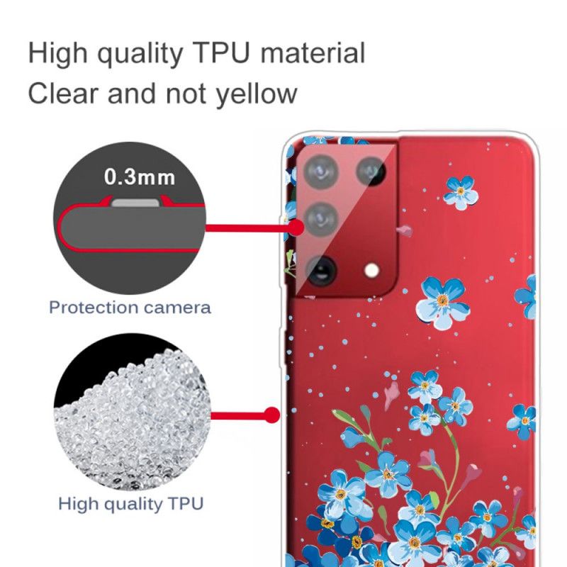 Skal för Samsung Galaxy S21 Ultra 5G Blå Blommor