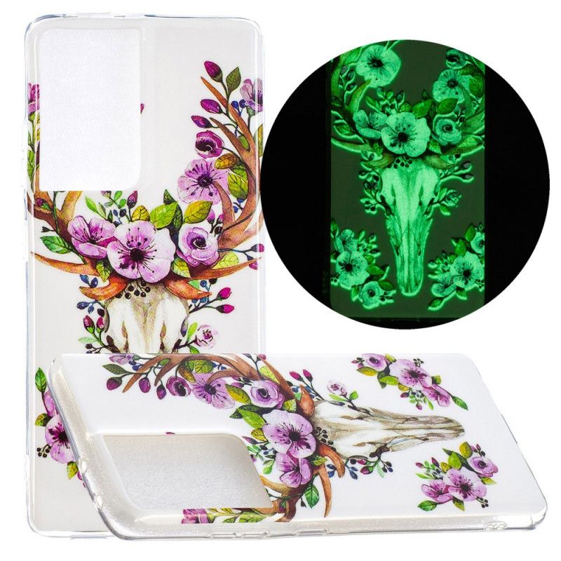 Skal Samsung Galaxy S21 Ultra 5G Mobilskal Fluorescerande Blommande Älg
