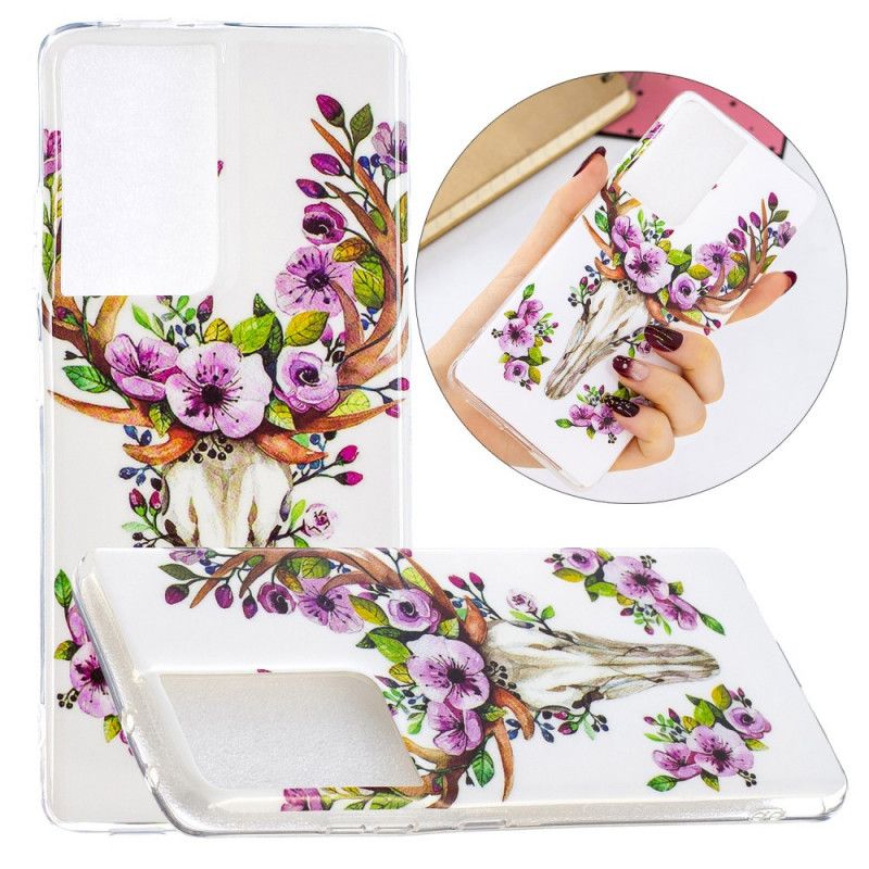 Skal Samsung Galaxy S21 Ultra 5G Mobilskal Fluorescerande Blommande Älg