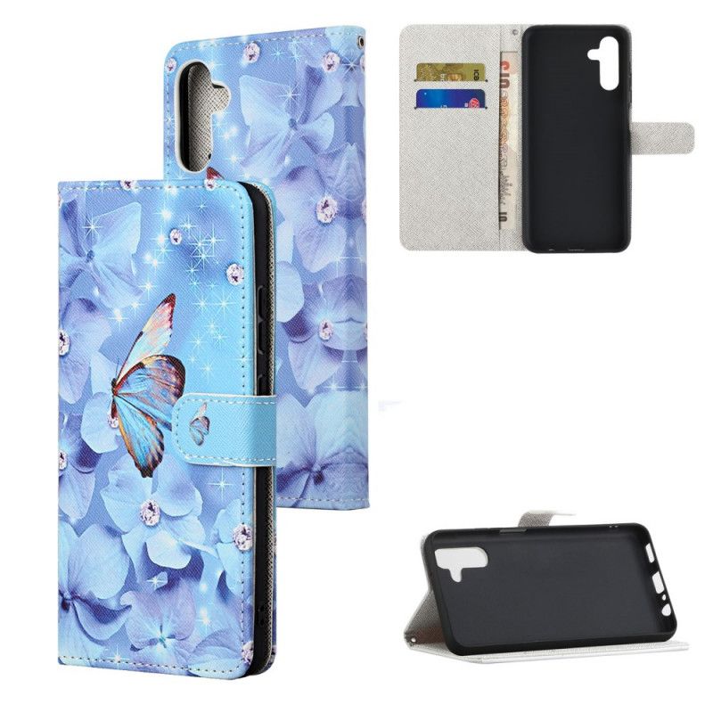 Läderfodral Samsung Galaxy A13 5g Telefonfodral Diamond Strappy Butterflies