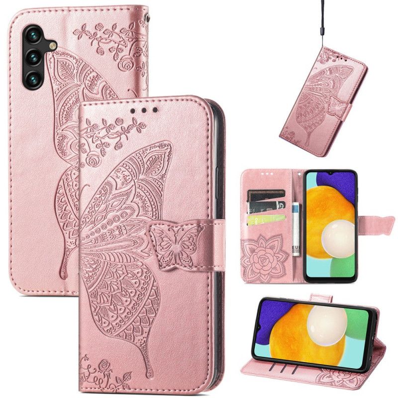 Läderskal Fodral Samsung Galaxy A13 5g Halvfjärilar