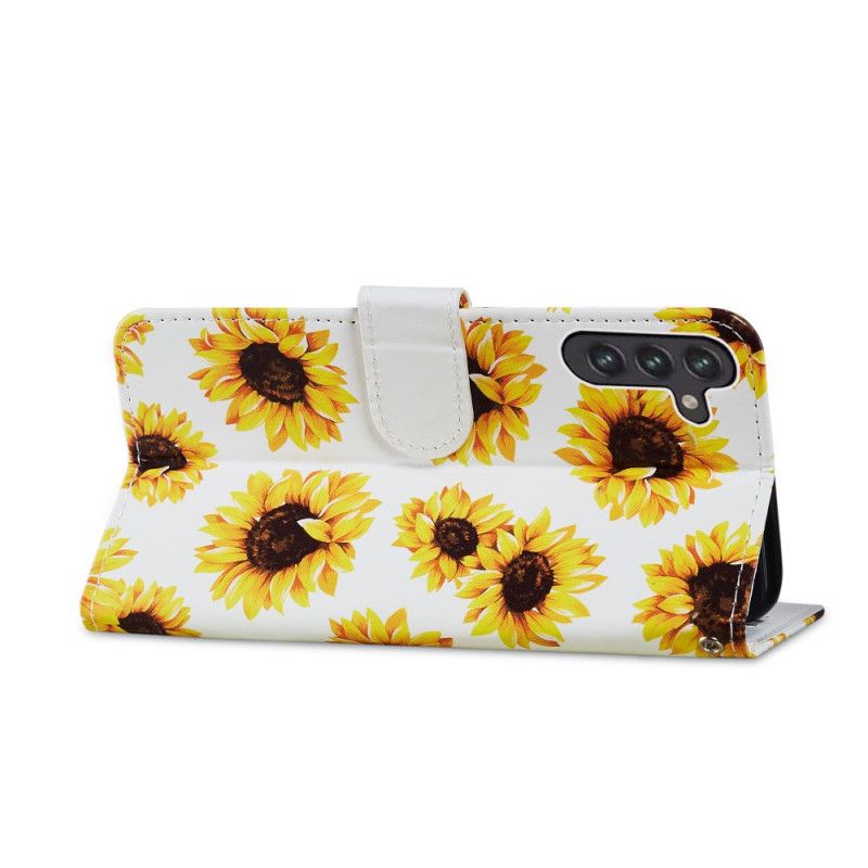 Läderskal Fodral Samsung Galaxy A13 5g Solrosor