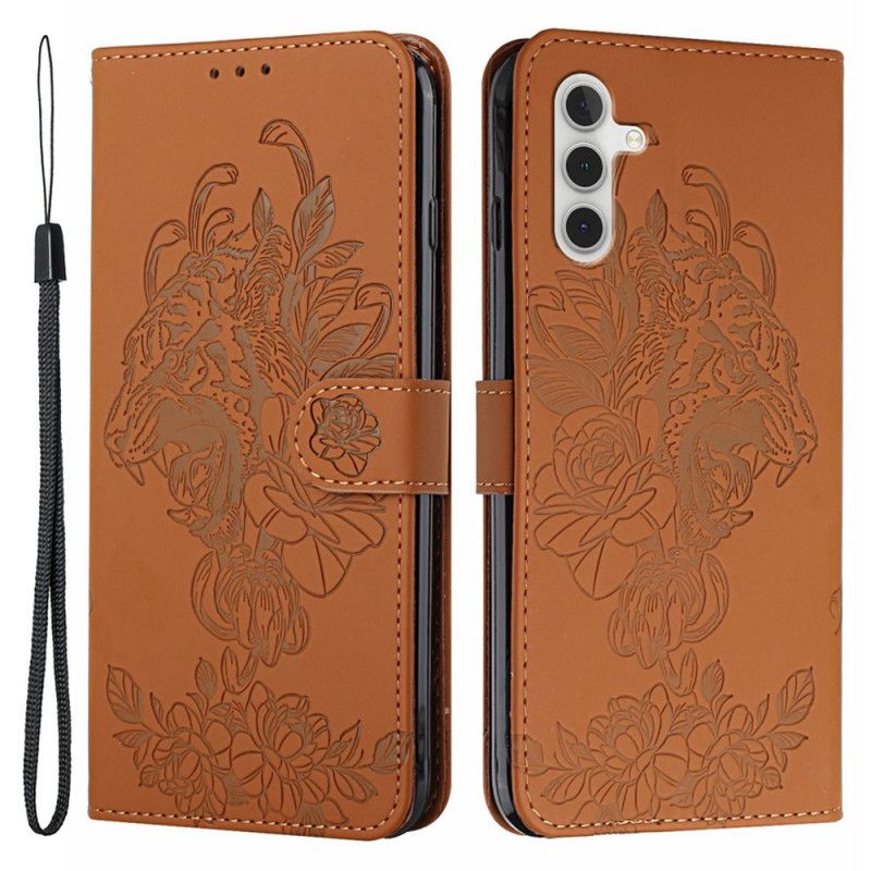 Läderskal Fodral Samsung Galaxy A13 5g Tiger Barockrem