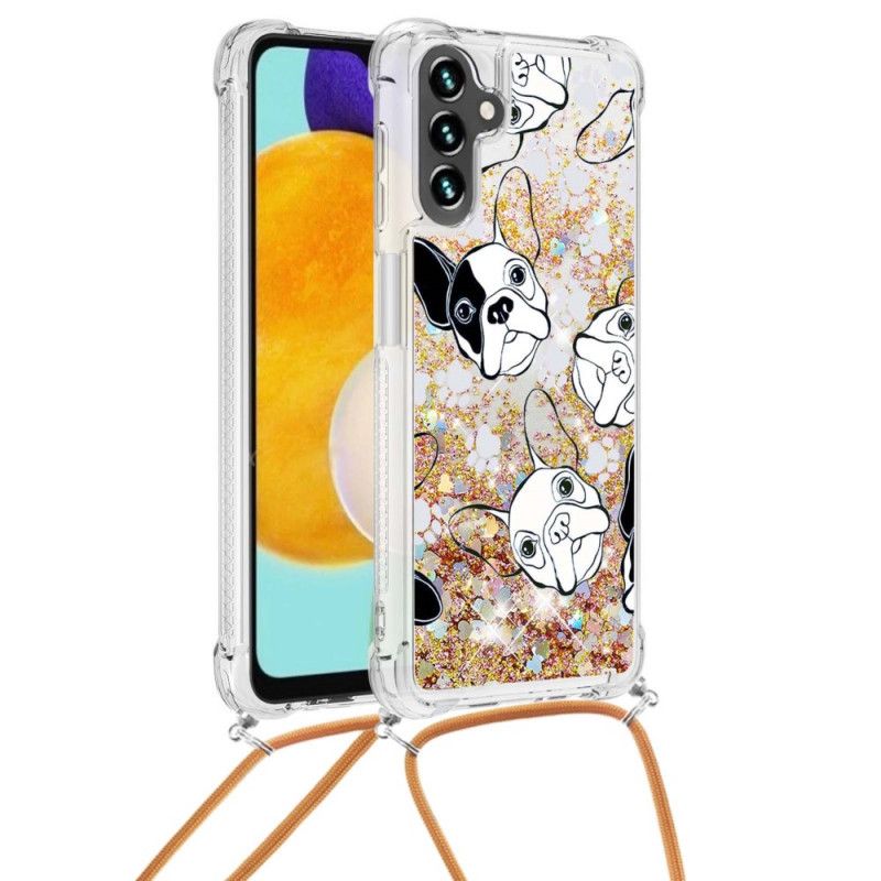 Skal Samsung Galaxy A13 5g Hundar Med Dragsko Med Paljetter