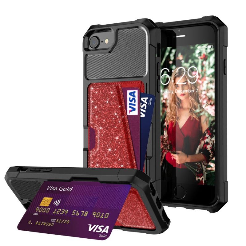 Skal iPhone 6 / 6S Svart Glitterkorthållare