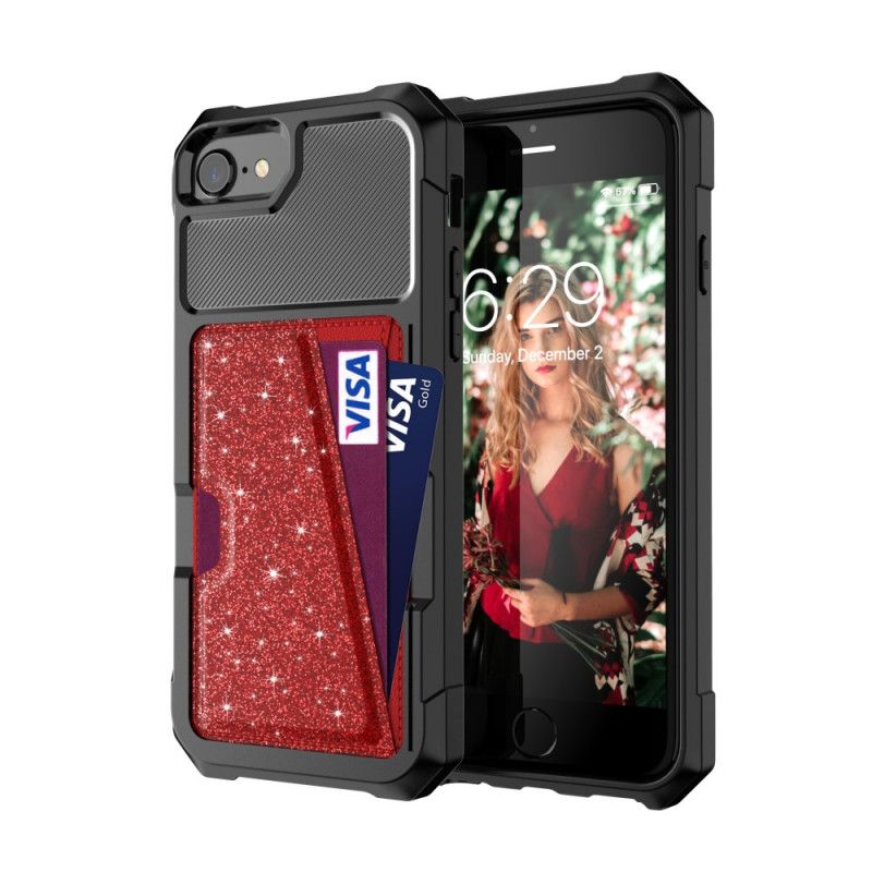 Skal iPhone 6 / 6S Svart Glitterkorthållare