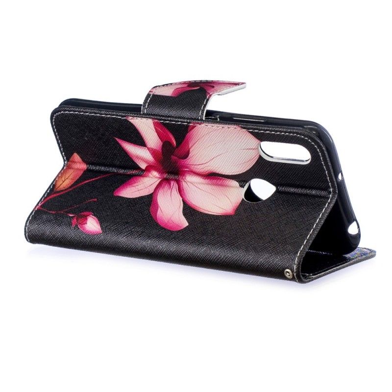 Läderfodral Huawei Y6 2019 Mobilskal Rosa Blomma