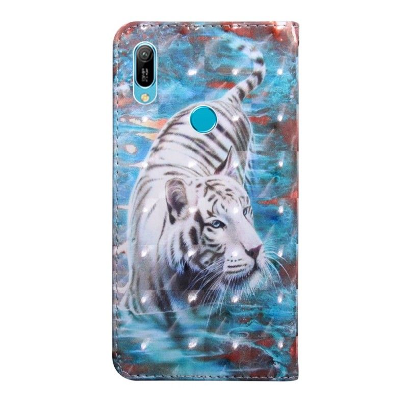 Läderfodral Huawei Y6 2019 Mobilskal Tiger I Vattnet
