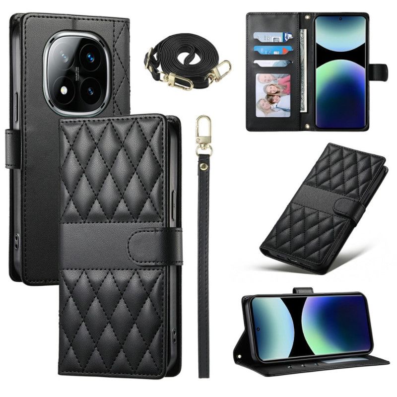 Fodral För Xiaomi Redmi Note 15 Pro 5g Quiltad Med Remmar