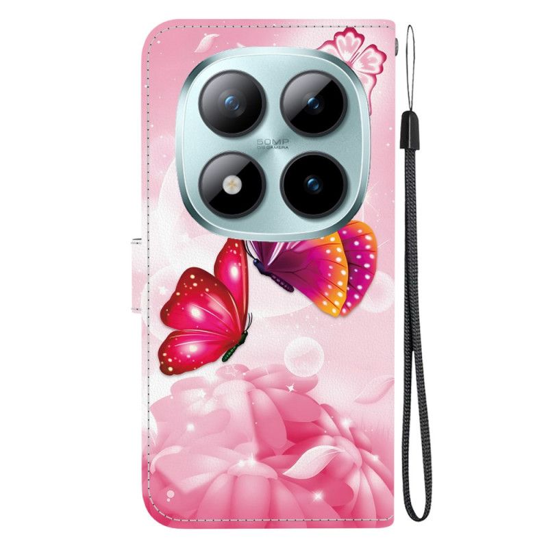 Fodral För Xiaomi Redmi Note 15 Pro 5g Rosa Fjärilar