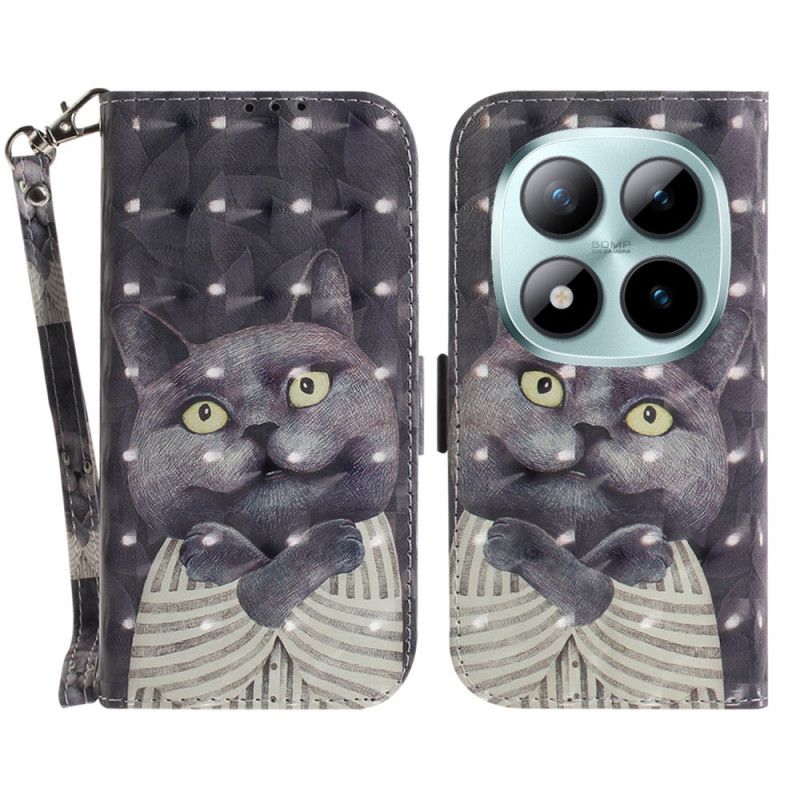 Fodral Xiaomi Redmi Note 15 Pro 5g Grå Katt Med Remmar