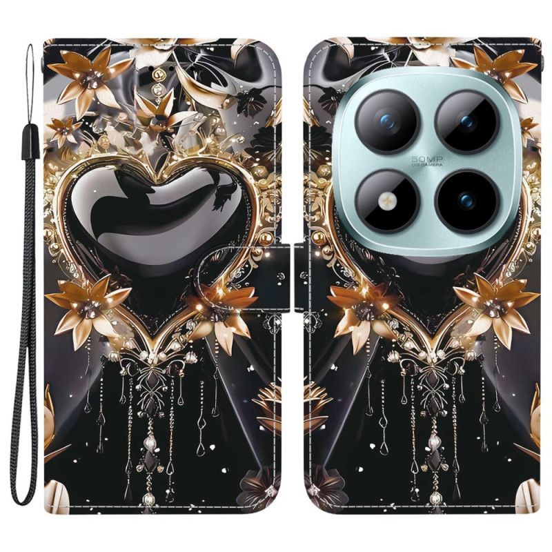 Fodral Xiaomi Redmi Note 15 Pro 5g Svart Och Guld Hjärta
