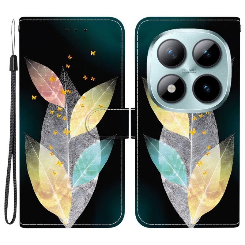 Läderskal Fodral Xiaomi Redmi Note 15 Pro 5g Färgglada Löv