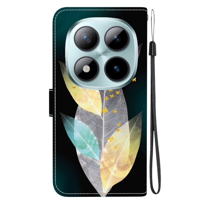 Läderskal Fodral Xiaomi Redmi Note 15 Pro 5g Färgglada Löv