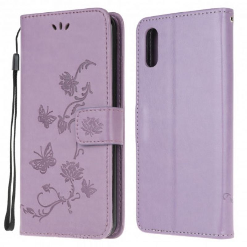 Fodral Samsung Galaxy Xcover 5 Fjärilar Och Blommor Strappy