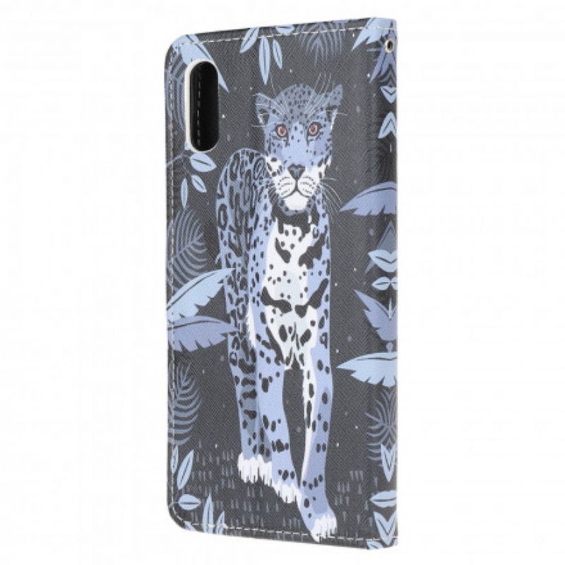 Läderfodral Samsung Galaxy Xcover 5 Telefonfodral Leopard Strappy