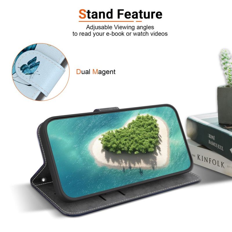 Fodral För Xiaomi Redmi Note 14 4g Blå Fjäril Och Blommor