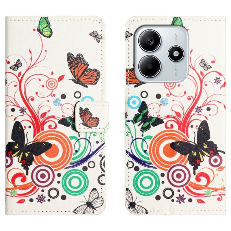 Fodral För Xiaomi Redmi Note 14 4g Fjärilar På Vit Bakgrund