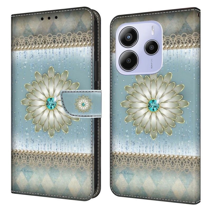 Fodral Xiaomi Redmi Note 14 4g Blomma Och Blå Diamant