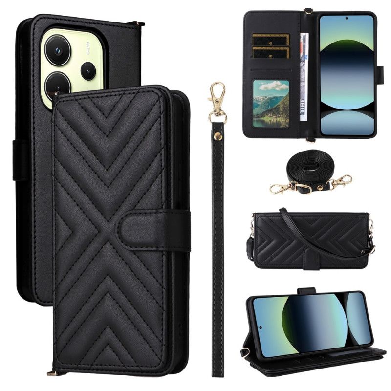 Fodral Xiaomi Redmi Note 14 4g Premiumplånbok Med Rem Och Axelrem