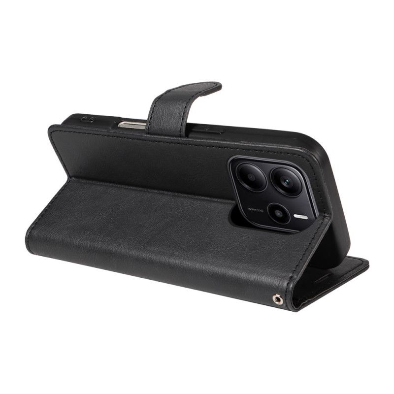 Läderfodral Xiaomi Redmi Note 14 4g Telefonfodral Enfärgad Konstläder Med Rem