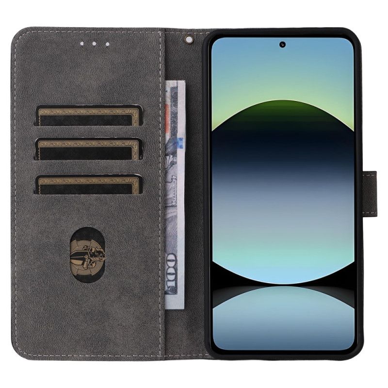 Läderskal Fodral Xiaomi Redmi Note 14 4g Rfid-skydd Mockaeffekt Med Rem