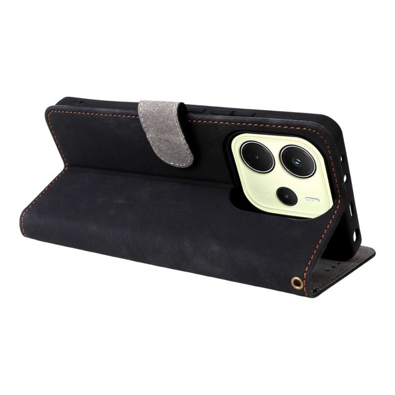 Läderskal Fodral Xiaomi Redmi Note 14 4g Rfid-skydd Mockaeffekt Med Rem