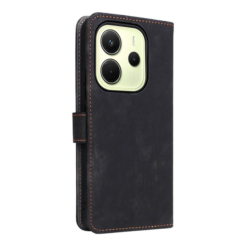 Läderskal Fodral Xiaomi Redmi Note 14 4g Rfid-skydd Mockaeffekt Med Rem