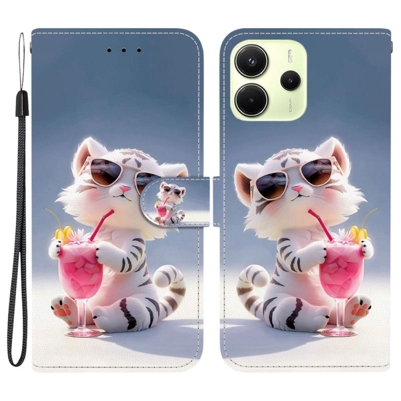 Läderskal Fodral Xiaomi Redmi Note 14 4g Rolig Tiger