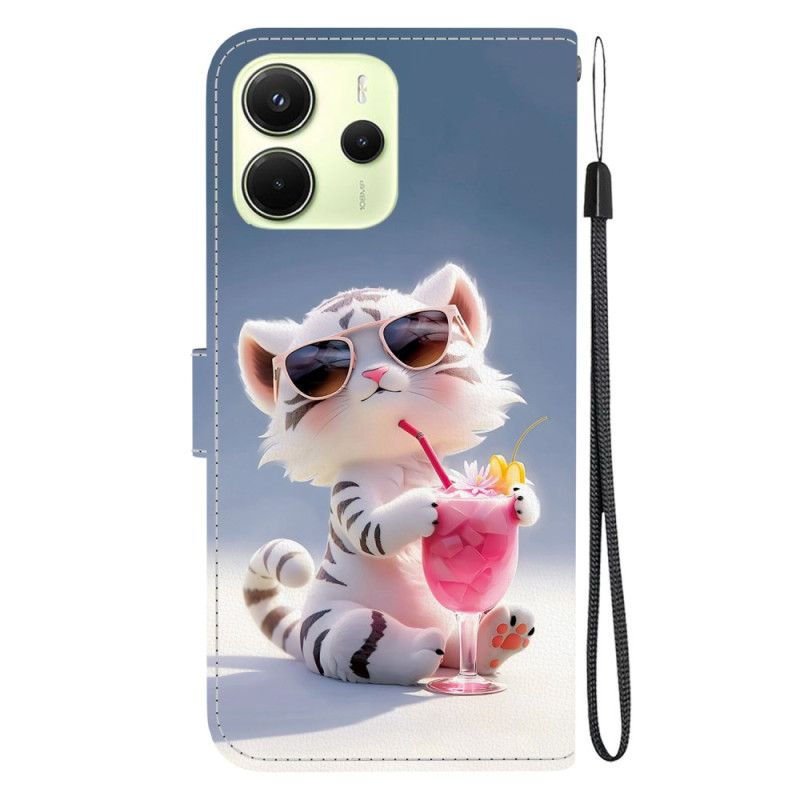 Läderskal Fodral Xiaomi Redmi Note 14 4g Rolig Tiger