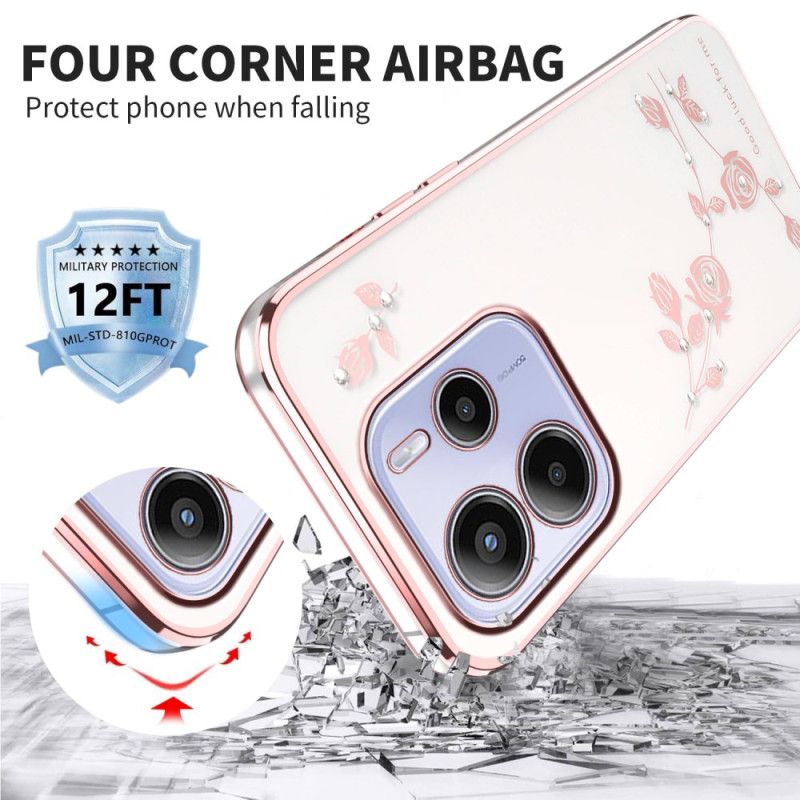 Skal Xiaomi Redmi Note 14 4g Telefonfodral Strass Och Blommor