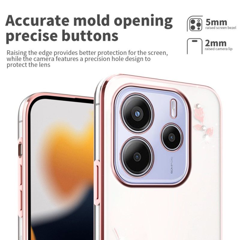 Skal Xiaomi Redmi Note 14 4g Telefonfodral Strass Och Blommor