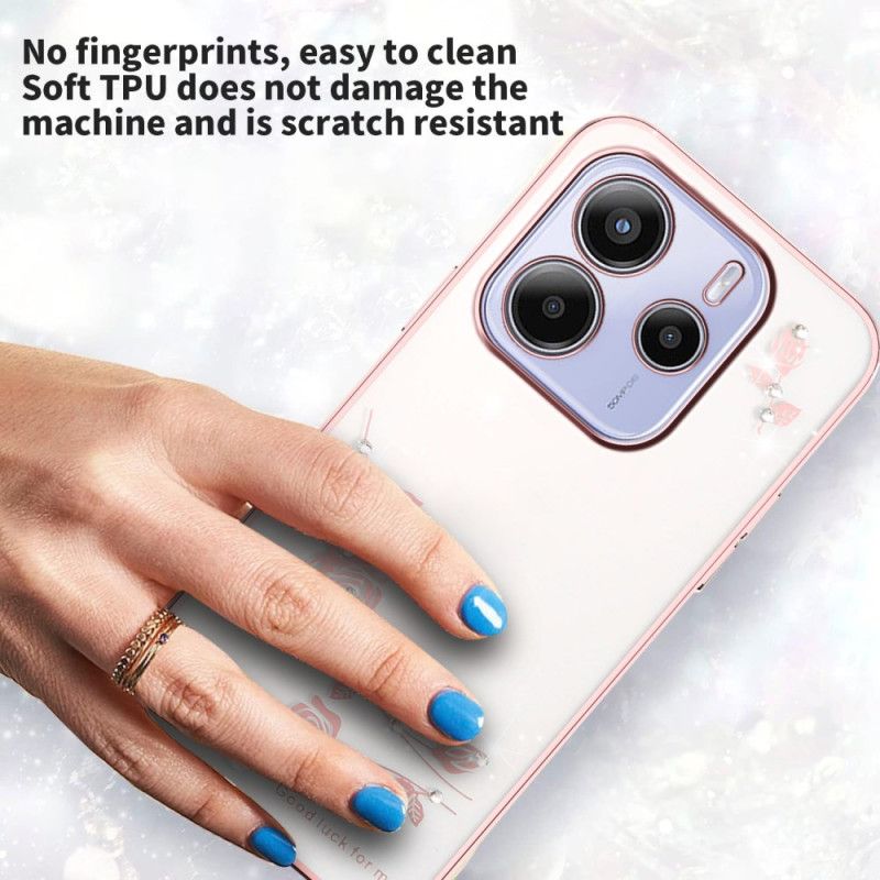 Skal Xiaomi Redmi Note 14 4g Telefonfodral Strass Och Blommor