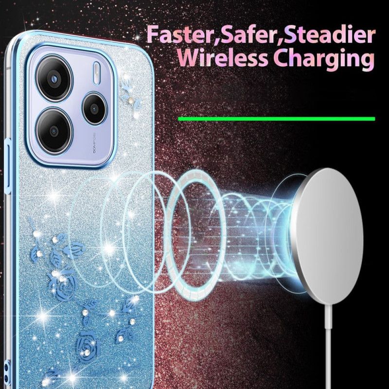 Skal Xiaomi Redmi Note 14 4g Tonade Blommor Med Glitter