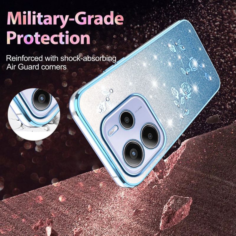 Skal Xiaomi Redmi Note 14 4g Tonade Blommor Med Glitter