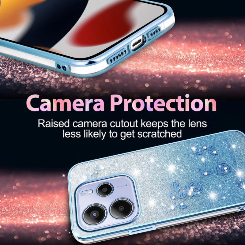 Skal Xiaomi Redmi Note 14 4g Tonade Blommor Med Glitter