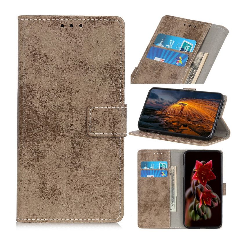 Fodral för Xiaomi Redmi 9 Grå Vintage Konstläder