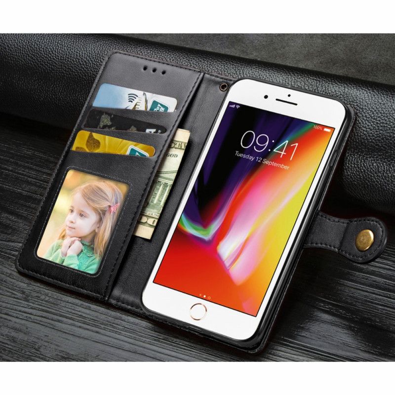 Fodral för iPhone 7 / 8 / SE 2 Svart Konstläder Och Vintagelås