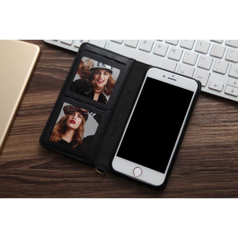 Folio-fodral för iPhone 7 / 8 / SE 2 Svart Cmai2 Lädereffekt Med Flera Kort