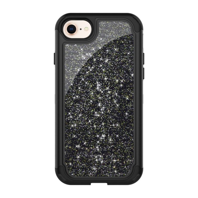 Skal för iPhone 7 / 8 / SE 2 Svart Avtagbar Superglitter