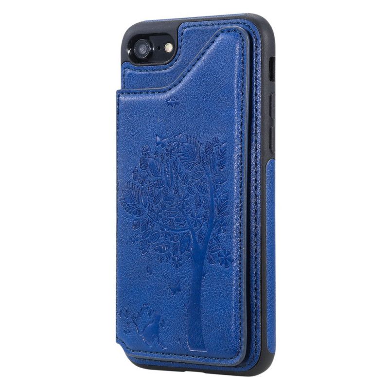 Skal för iPhone 7 / 8 / SE 2 Svart Korthållare Med Kattmönster