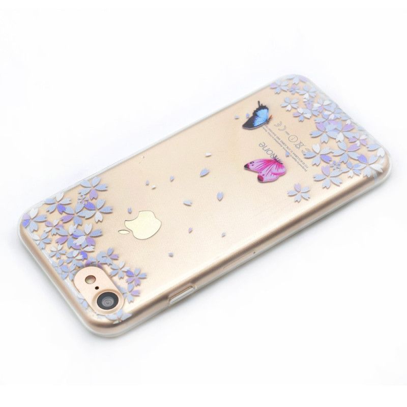 Skal iPhone 7 / 8 / SE 2 Genomskinliga Fjärilar Och Blommor