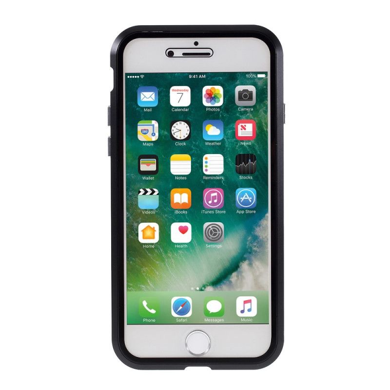 Skal iPhone 7 / 8 / SE 2 Svart Kanter Av Metall Och Härdat Glas