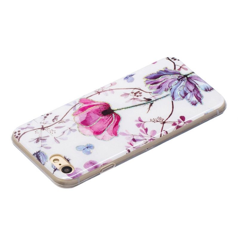 Skal iPhone 7 / 8 / SE 2 Vit Glitterdesignblommor