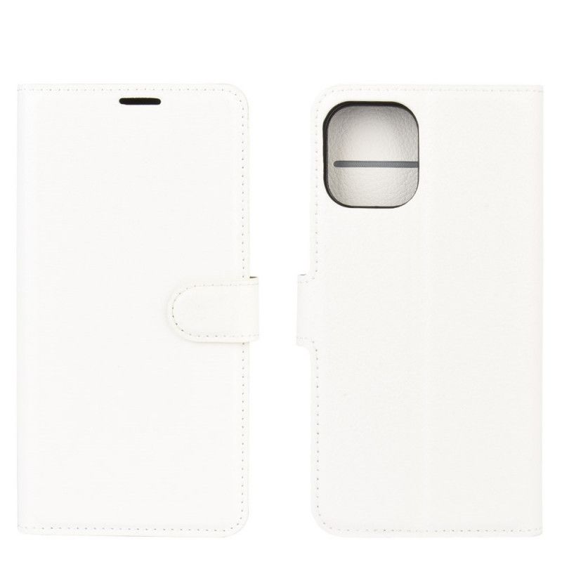 Fodral iPhone 12 Mini Svart Klassisk Lychee-Lädereffekt